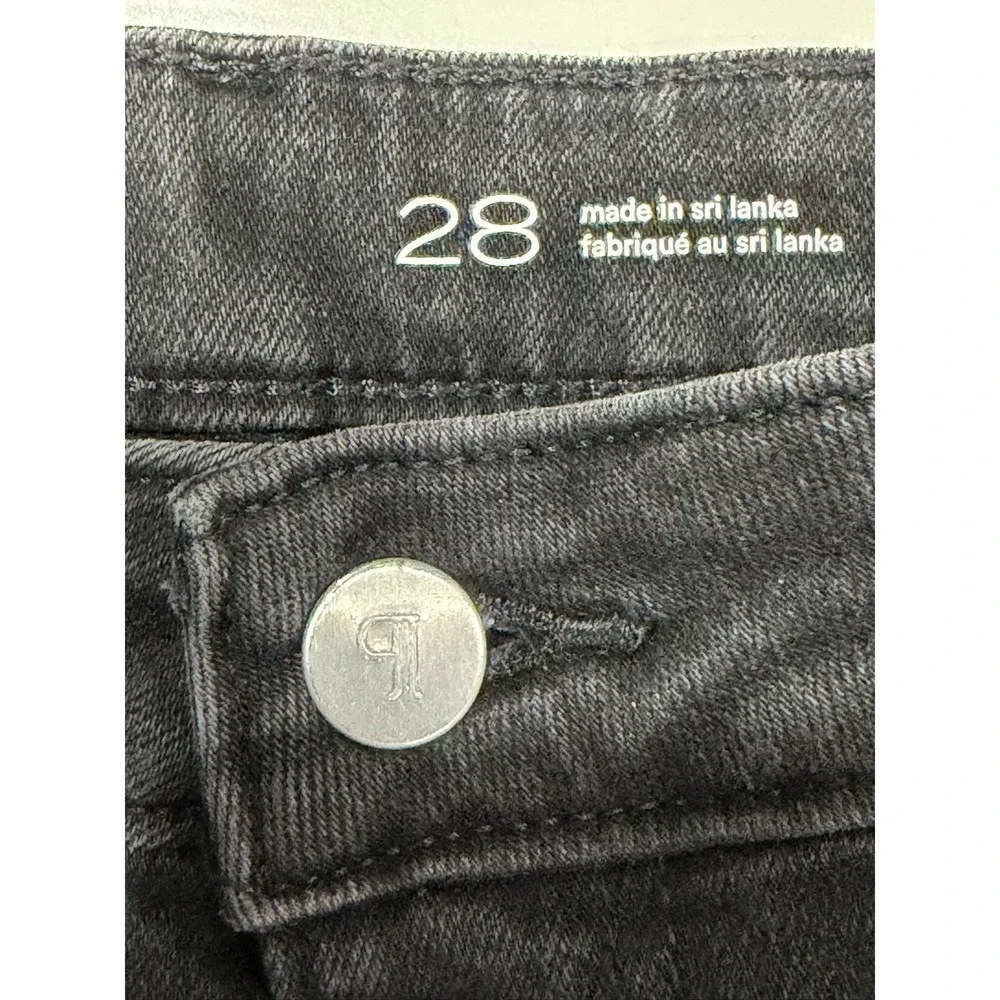 Pilcro Anthropologie Wide Leg Studded Jeans Black High Rise Utility Denim 28